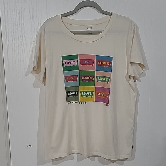 Levi's Multicolor Logo Graphic Tee - Cream Size 1X - Picture 1 of 6